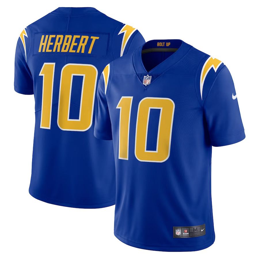 Men Los Angeles Chargers #10 Justin Herbert Nike Royal Vapor Limited NFL Jersey